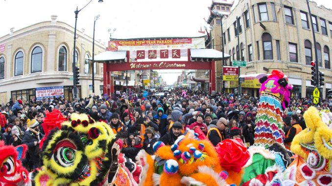 Празднование Лунного Нового года в Чикагском Chinatown