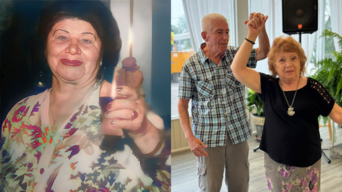 Соня Гурвиц поднимает бокал за здоровье и дружбу в честь Международного Дня Мерло. Фото: Forever Young; В Forever Young танцы — часть каждого дня. Пары двигаются в ритме танго, шаг за шагом согревая не только тело, но и память. Фото: Л. Литас