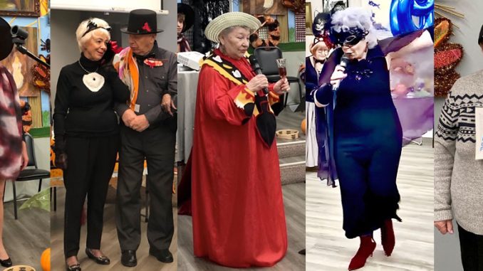 Музыкальный руководитель Центра в Вилинге Диана Коффман — в образе элегантной ведьмы. С улыбкой и блеском в глазах она превращает каждую репетицию в маленькое чудо, а любой концерт — в праздник души. Фото: Л. Бел; Кот и чёрт — Оля Милешкевич и Захар Гимельман, словно сошедшие со страниц «Мастера и Маргариты». Остроумная пара, в чьём взгляде и улыбке — весь дух волшебного Хэллоуина. Фото: Л. Бел; На сцене царит праздничное волшебство: София Мень — в образе Кровавой Мэри с бокалом «зелья», музыкальный директор Диана Коффман держит зал под чарами фортепиано, а Любовь Бел (справа), вдохновитель культурных программ Forever Young, ведёт программу с фирменным блеском и юмором. За кулисами Алекс Жировецкий колдует над звуком — чтобы ни одна ведьма не сбилась с ритма. Фото: Л. Бел; Ольга Чумак сразила публику своим ярким выступлением на Хэллоуинском концерте Forever Young — в маске, с микрофоном и лёгким театральным шиком. Рядом — Лариса Тургель, директор культурно-просветительных программ, элегантная «чёрная кошка», ловко направляющая ход концерта. Фото: Л. Тургель; Надежда Писарева в костюме почтальона — с эмблемой United States Postal Service и стихотворением собственного сочинения. На Хэллоуин она напомнила всем, что добрые вести и улыбки тоже можно доставлять по адресу. Фото: Л. Бел