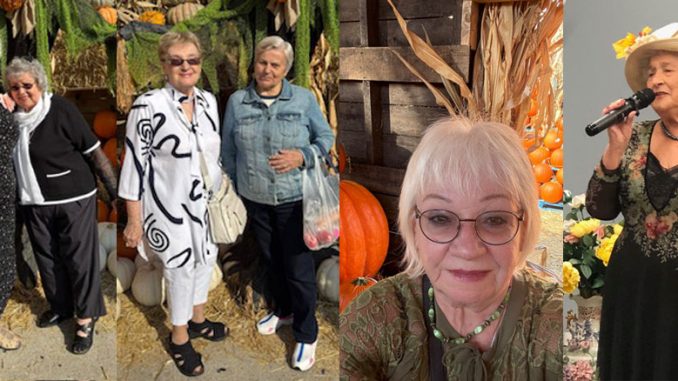 Ольга Михалкова и Светлана Копейка среди осенних красок — тёплая встреча в преддверии праздника. Фото: В. Крупейченко; Анна Ратнер и Тамара Матусевич в окружении осенних тыкв и ярких красок — настроение праздника уже рядом. Фото: В. Крупейченко; Осень, яркий свет и Вера Крупейченко в кадре — настроение праздника уже здесь. Фото: В. Крупейченко; Мира Иоффе — в осеннем настроении и с песней, которая согрела весь зал. Фото: Л. Тургель