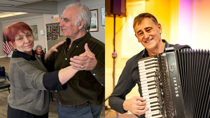 Зина и Игорь Николаевы зажигают зал своей энергией и так танцуют, что хочется повторять за ними. Фото: Л. Литас; Виртуозная игра музыкального директора Центра в Линкольнвуде Марека Калиновского объединяет гостей любых культур. Фото: Adamski