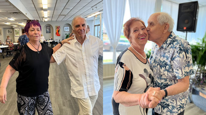 Легко втянуться в движение и активность, когда занимаешься любимым делом, таким как танцы. Игорь и Зина Николаевы хорошо знают это по собственному опыту после 55 лет совместной жизни; Тёплые отношения, близость и радость быть вместе в зимние месяцы хорошо знакомы посетителям Центра Елизавете и Владимиру Бреннер. Фото: Л. Литас