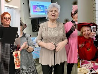 Лариса Тургель (слева), директор культурно-просветительных программ, и Нина Алексанина. активный посетитель и волонтёр, уже готовят концерты ко Дню святого Валентина. А вы присоединитесь? Фото: Л. Тургель; Ольга Чумак (в центре) поёт на сцене Forever Young вместе с подругами — с полной отдачей и радостью. Фото: Л. Тургель; Слева направо: Лиля «Ляля» Сорока, Света Пастерняк и Оля Михалкова поднимают бокалы за любовь и хорошую компанию в Центре Forever Young. Фото: В. Крупейченко