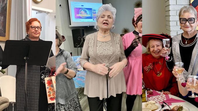 Лариса Тургель (слева), директор культурно-просветительных программ, и Нина Алексанина. активный посетитель и волонтёр, уже готовят концерты ко Дню святого Валентина. А вы присоединитесь? Фото: Л. Тургель; Ольга Чумак (в центре) поёт на сцене Forever Young вместе с подругами — с полной отдачей и радостью. Фото: Л. Тургель; Слева направо: Лиля «Ляля» Сорока, Света Пастерняк и Оля Михалкова поднимают бокалы за любовь и хорошую компанию в Центре Forever Young. Фото: В. Крупейченко