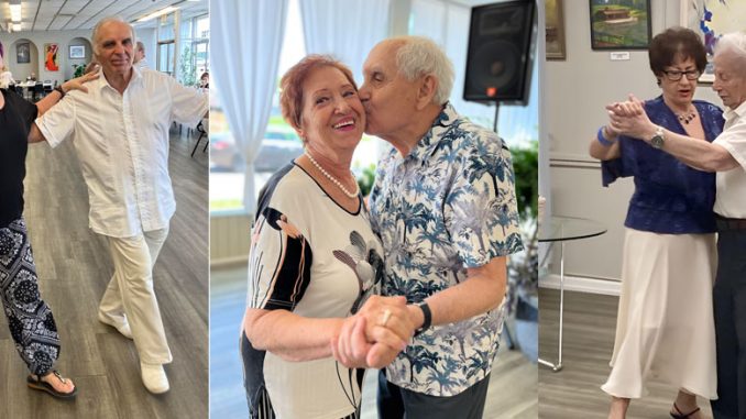 Игорь и Зина Николаевы в танце — в Forever Young можно прийти со своей половинкой или встретить её здесь; Елизавета и Владимир Бренер — любовь не спрашивает о возрасте. Фото: Л. Литас; Наталья Завалко и Роман Уретский знают: будь то на танцполе или в жизни, путь к душевному равновесию начинается с первого шага. Фото: Л. Бел