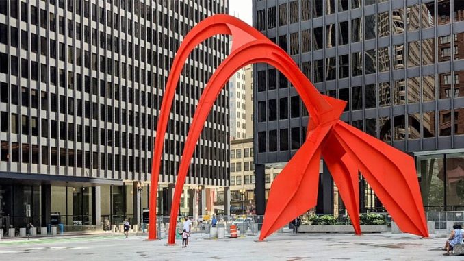Flamingo, 1974 Скульптор Alexander Calder Federal Plaza Dearborn Street between Adams Street and Jackson Boulevard