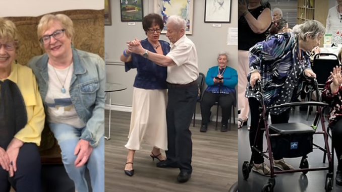 Ида Краверская (слева), любимица участников и сотрудников Forever Young, с подругой, пришедшей познакомиться с Центром Forever Young. Фото: В. Крупейченко; Танцы познакомили Наталию Завалко и Романа Уретского. На концертах Центра Forever Young они нередко танцуют вместе, радуя зрителей своим выступлением. Фото: Л. Бел; Между занятиями, концертами и обедом всегда находится время для самого главного: разговора с другом. Фото: В. Крупейченко