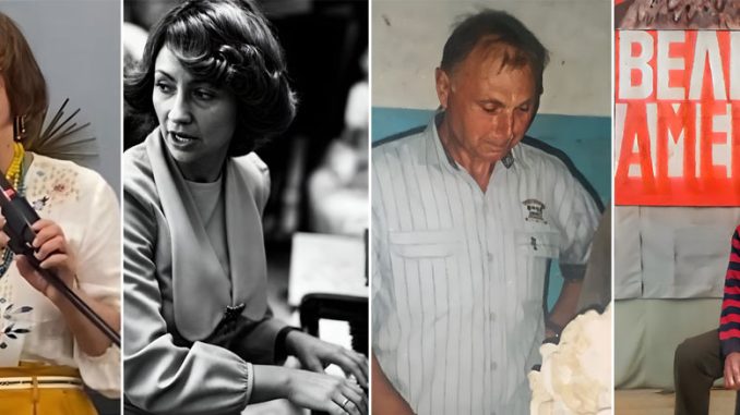 Музыка через годы: Галина Малюченко 30 лет работала музыкальным руководителем в детском саду в Киеве, а сегодня регулярно выходит на сцену Forever Young. Фото: из семейного архива / Forever Young; Александр Лужанский за работой на керамической фабрике в Керчи и сегодня в Forever Young на фоне созданной им декорации. Когда-то главный художник предприятия, он и сегодня продолжает творить. Фото: из семейного архива / Forever Young